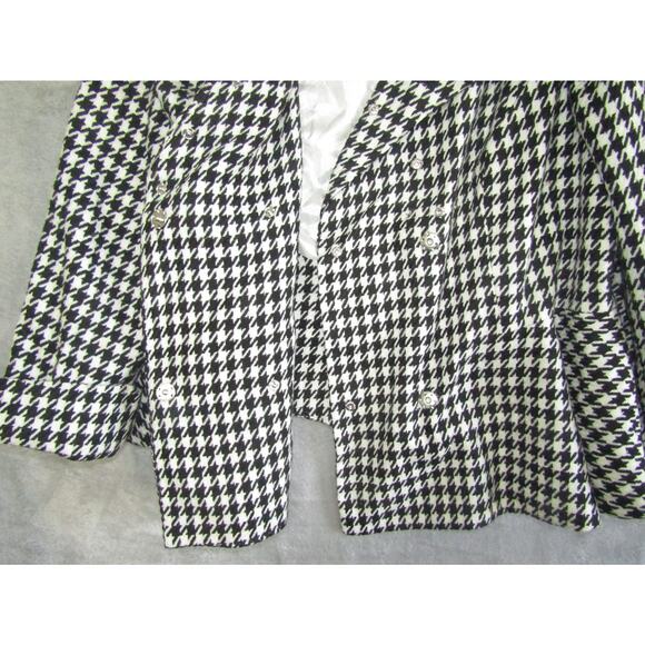 Ashro Houndstooth Peplum Jacket Women’s 26W Black White Embroidered Swing Coat - Picture 7 of 10